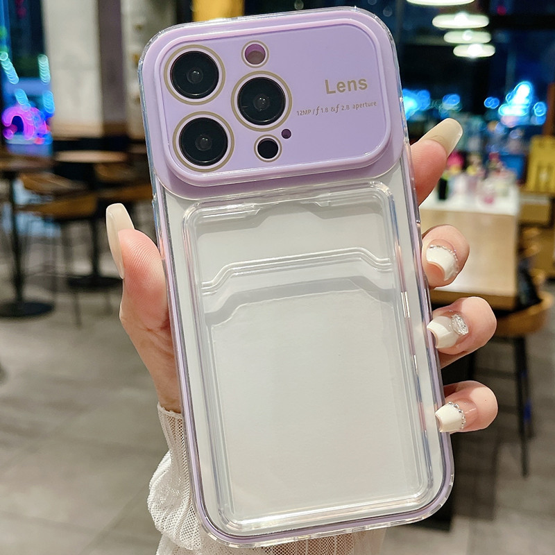 Transparent Candy-Colored Phone Case with Card Slot